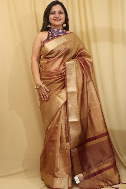 Exquisite Brown Banarasi Tissue Sarees - Limited Edition - Luxurion World