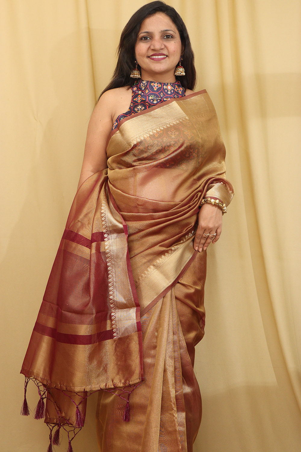 Exquisite Brown Banarasi Tissue Sarees - Limited Edition - Luxurion World