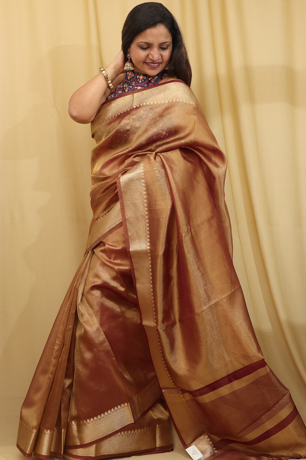 Exquisite Brown Banarasi Tissue Sarees - Limited Edition - Luxurion World