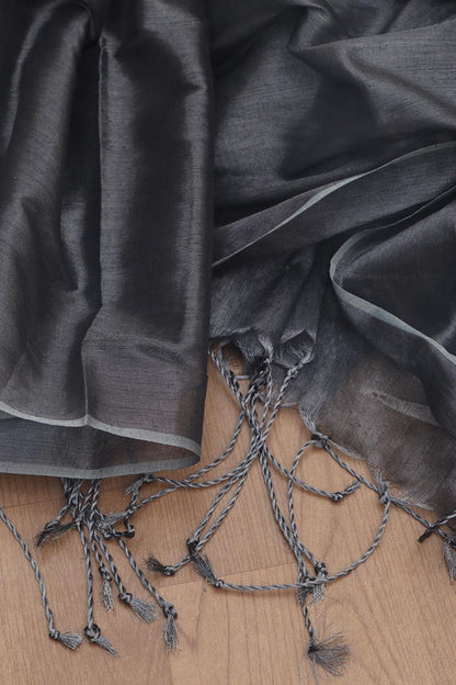 Chic Grey Bengal Tissue Cotton Saree - Elegant Style