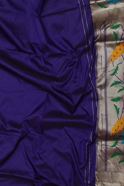Elegant Purple Paithani Silk Parrot & Flower Saree - Luxurion World