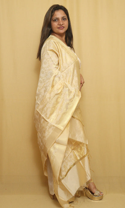 Chic Pastel Banarasi Silk Dupatta for Effortlessly Elegant Attire
