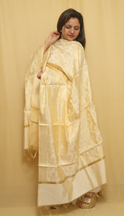 Chic Pastel Banarasi Silk Dupatta for Effortlessly Elegant Attire