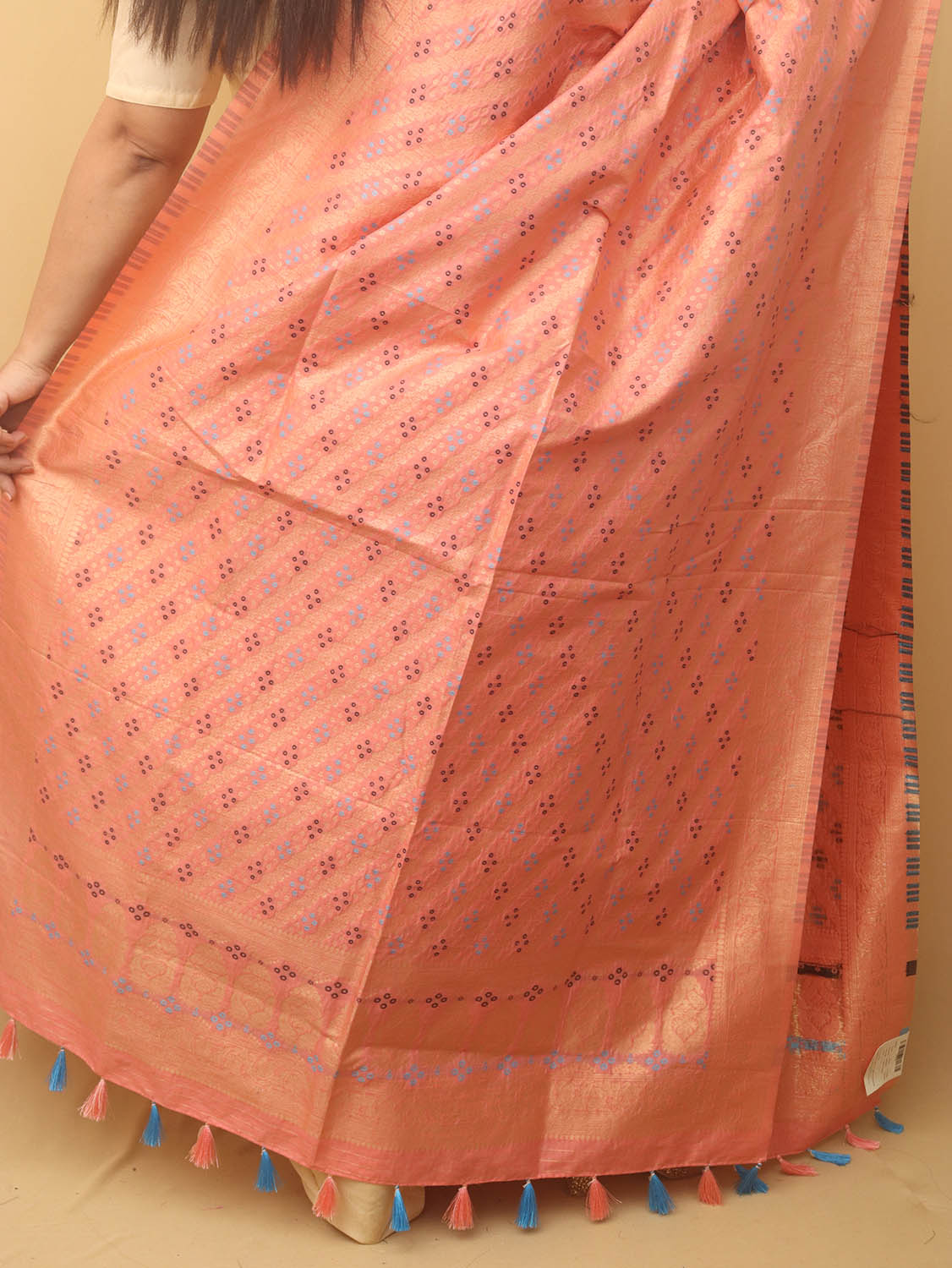 Pink Banarasi Silk Bandhani Design Dupatta - divyaindia 