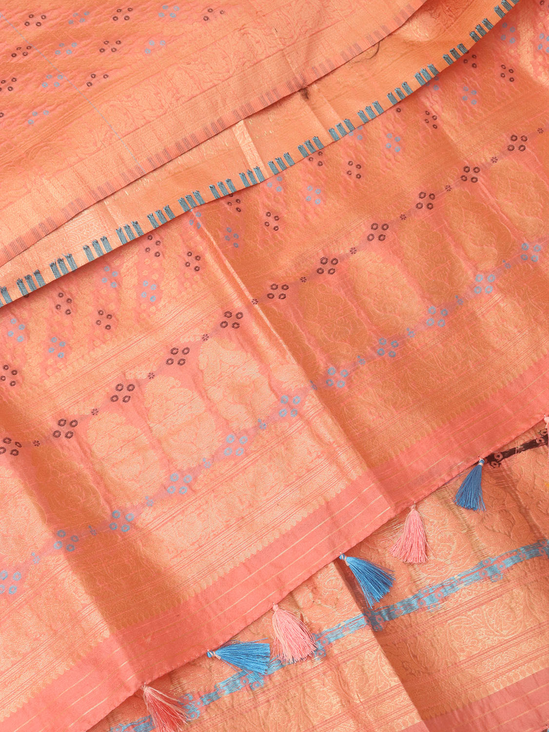 Pink Banarasi Silk Bandhani Design Dupatta - divyaindia 