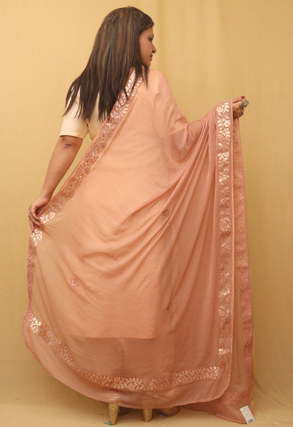 Pastel Gota Patti Work Chiffon Dupatta - divyaindia 