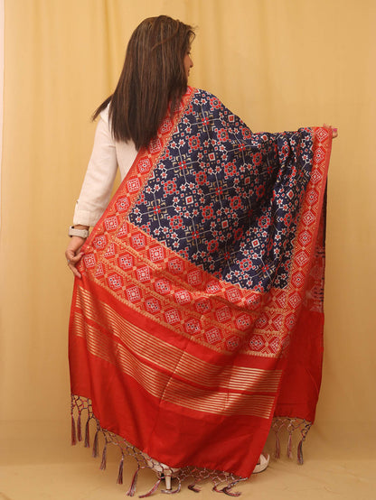 Blue Patola Silk Dupatta - divyaindia 