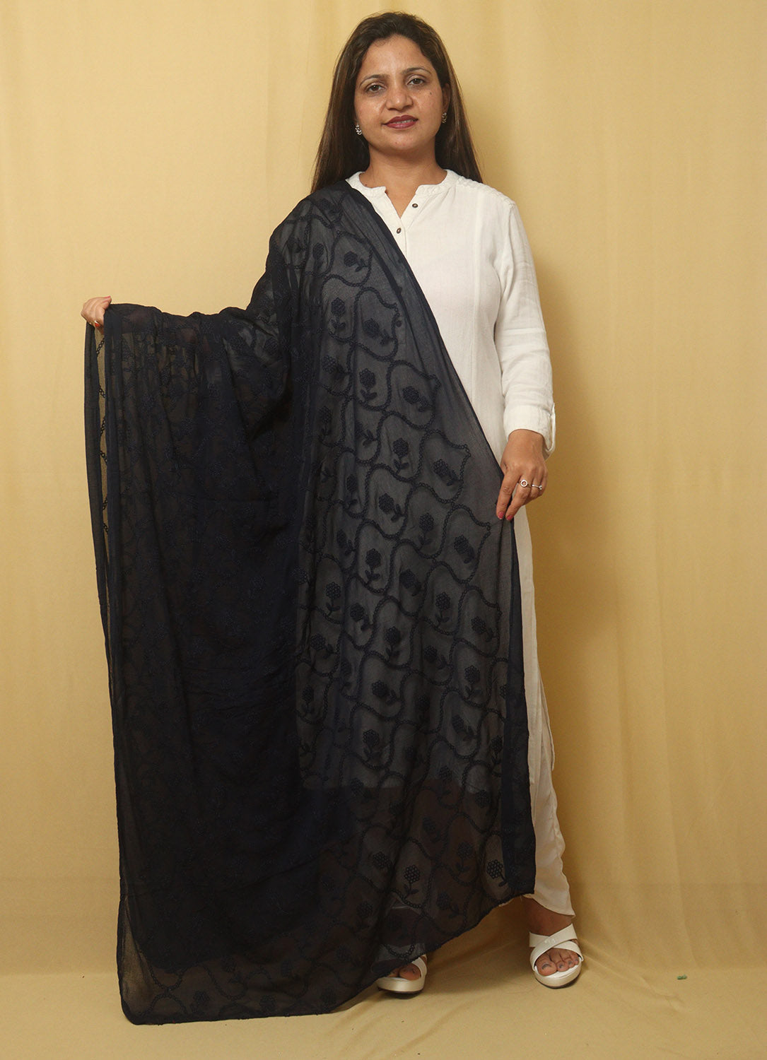 Stylish Blue Attire with Embroidered Georgette Dupatta