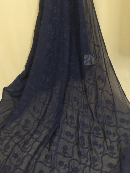 Stylish Blue Attire with Embroidered Georgette Dupatta