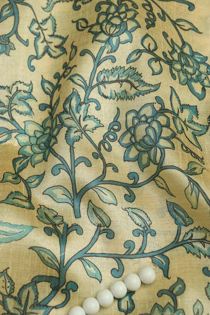 Pastel Kalamkari Tussar Silk: Digital Prints (1 Mtr)