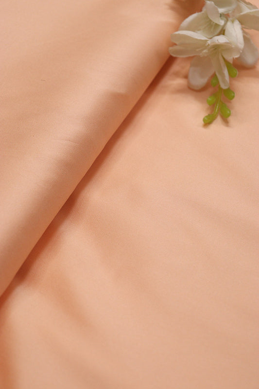 Peach Plain Silk Fabric: 1 Mtr Length