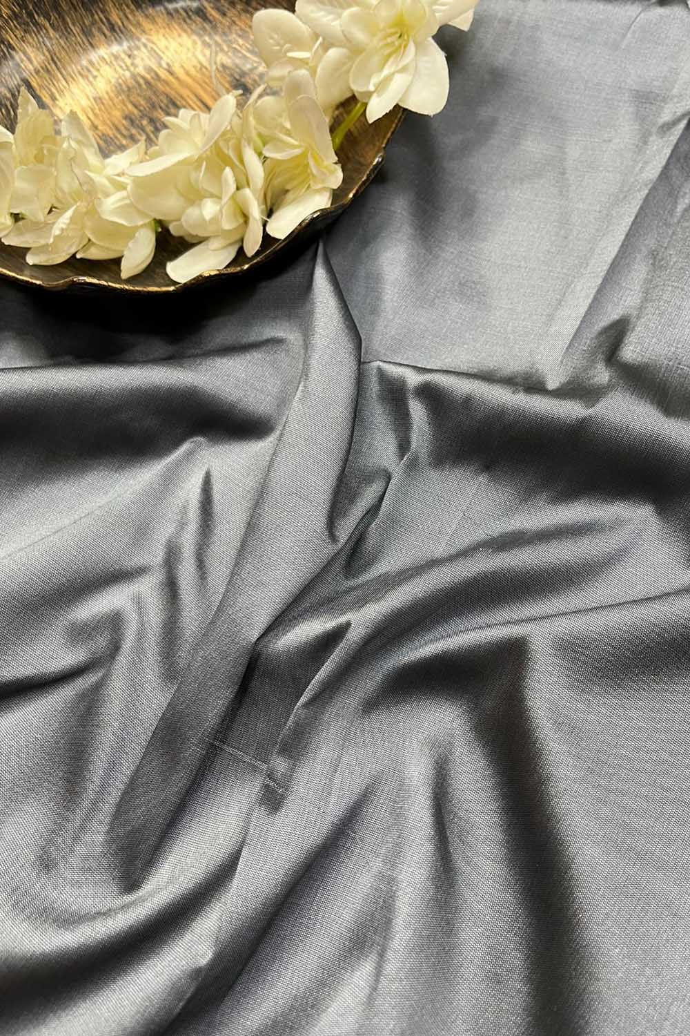 Soft Grey Silk Fabric - 1 Mtr Length