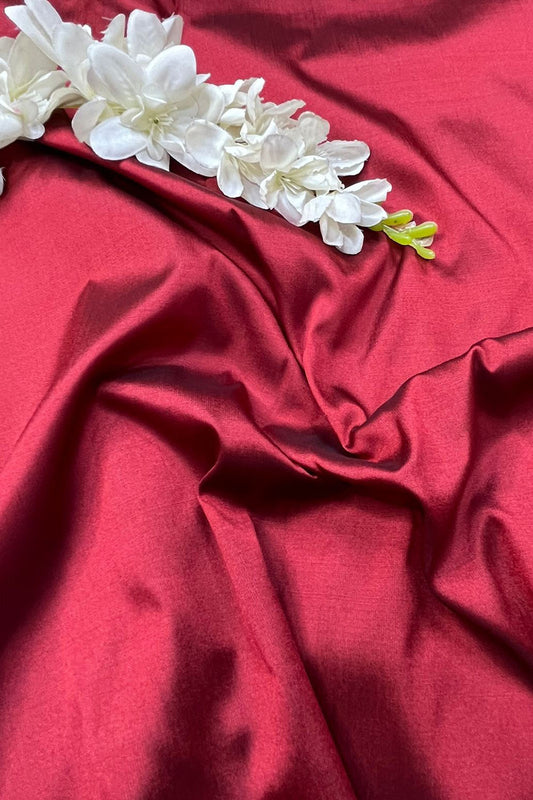 Maroon Silk Fabric: 1 Mtr Length, Plain Design