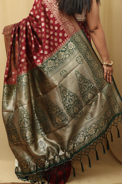 Regal Maroon Banarasi Silk Saree: Timeless Elegance
