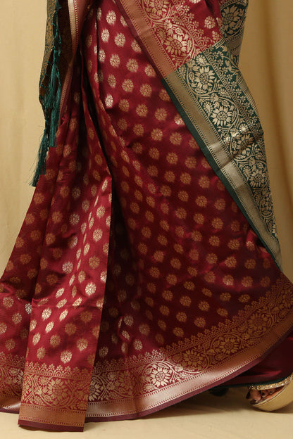 Regal Maroon Banarasi Silk Saree: Timeless Elegance