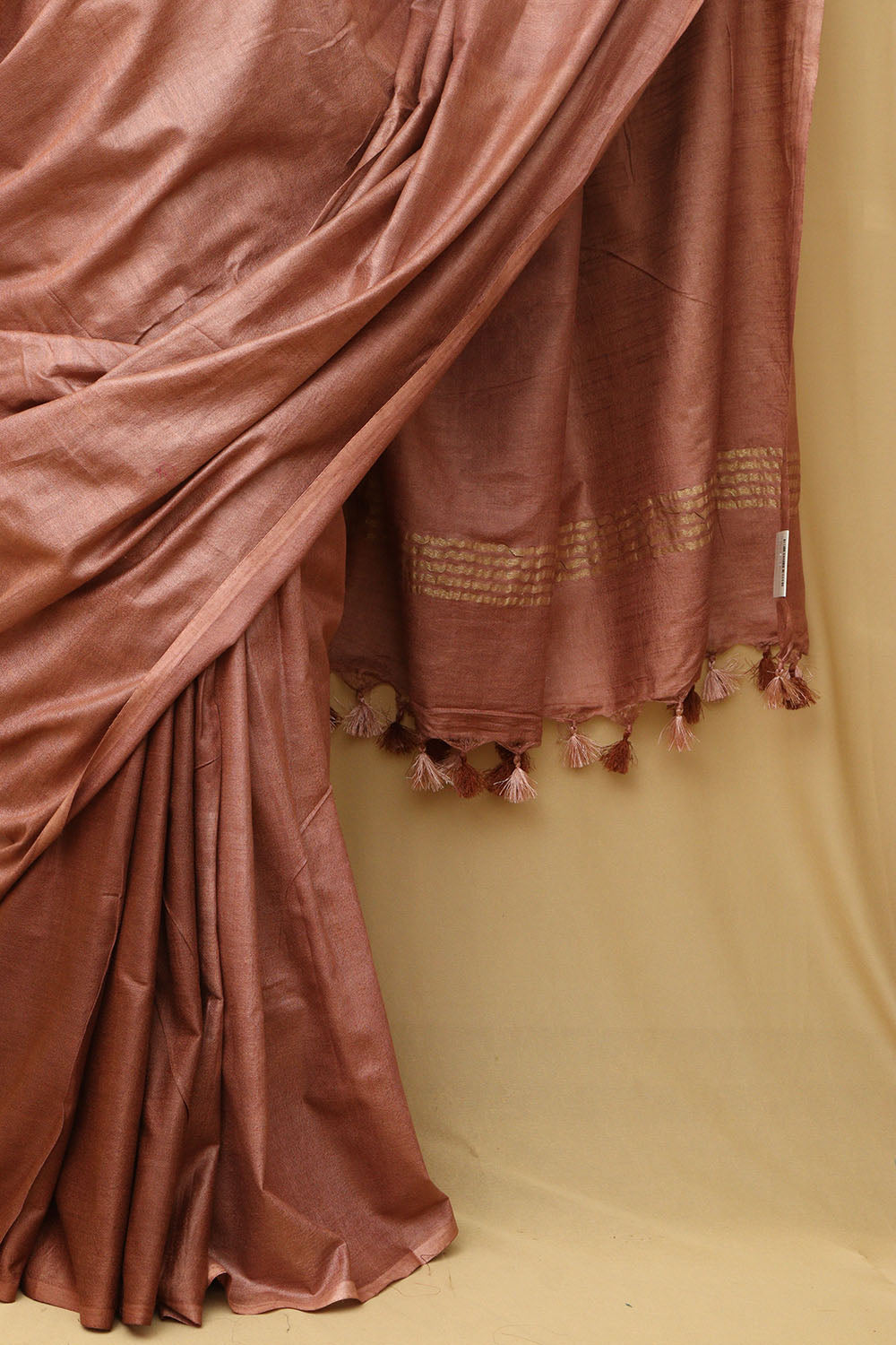 Elegant Bhagalpur Brown Linen Cotton Saree