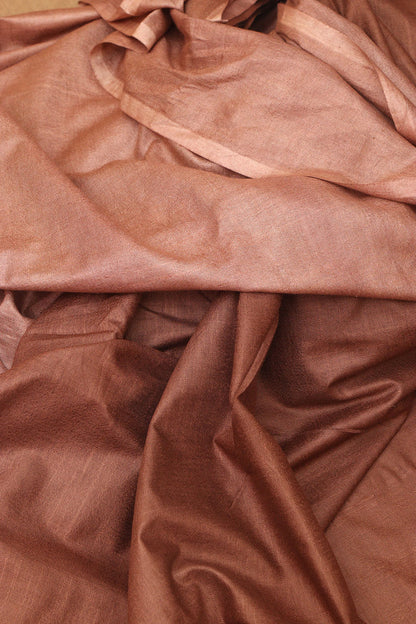 Elegant Bhagalpur Brown Linen Cotton Saree