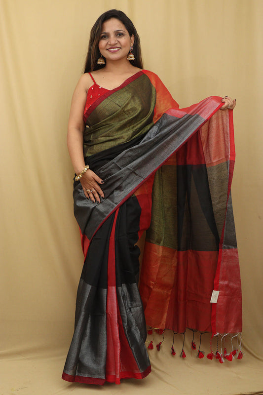Multicolor Colorful Bengal Tissue Cotton Saree