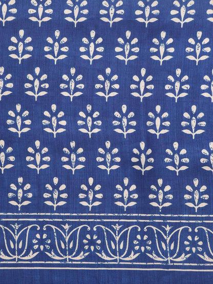 Blue Digital Printed Silk Saree