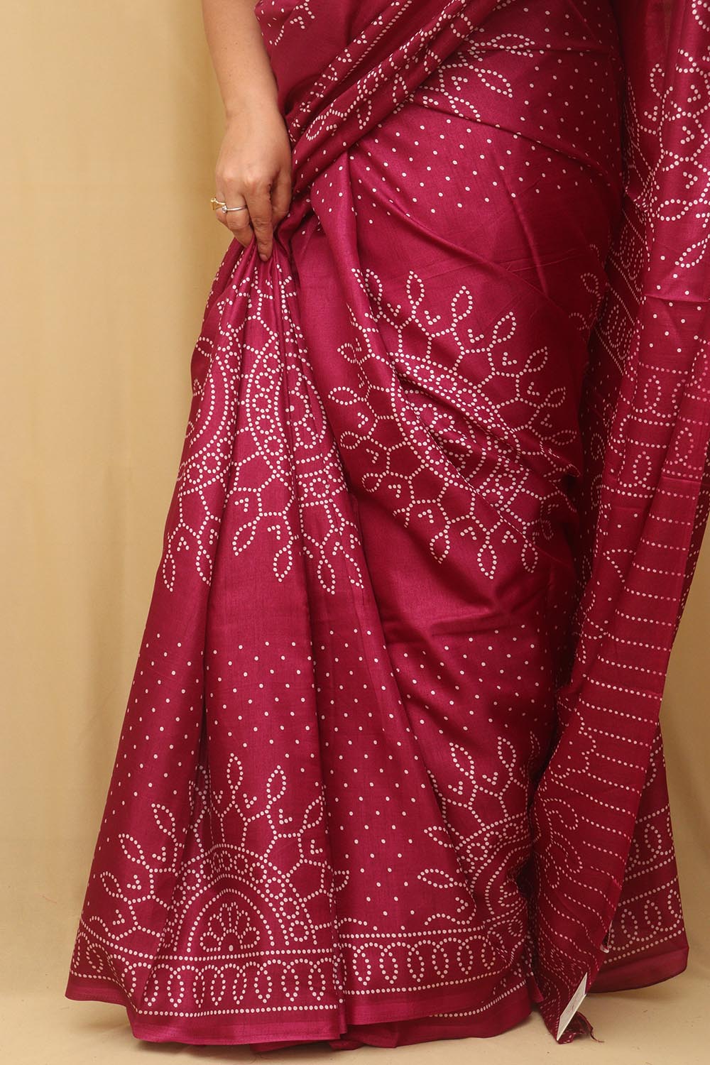 Stunning Purple Bandhani Silk Saree with Digital Print