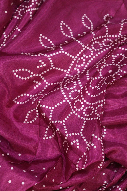 Stunning Purple Bandhani Silk Saree with Digital Print