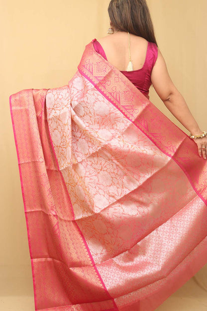 Rose Pink Kanjeevaram Silk Saree - Elegant and Timeless