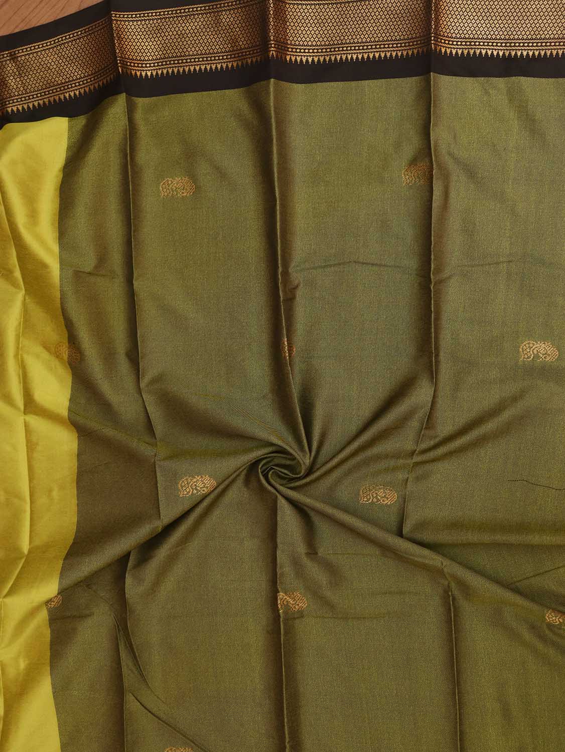 Green And Black Paithani Cotton Silk Saree - divyaindia 