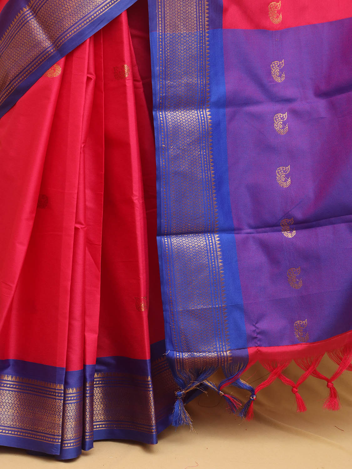 Pink And Blue Paithani Cotton Silk Saree - divyaindia 