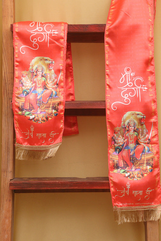 Divine Maa Durga Stole: Embrace Spiritual Serenity ( Set Of 1 )