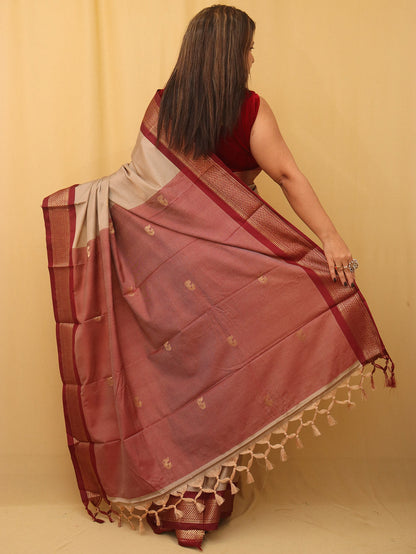 Pastel Paithani Cotton Silk Saree - divyaindia 