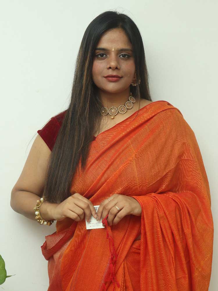 Orange Bengal Plain Cotton Saree - divyaindia 