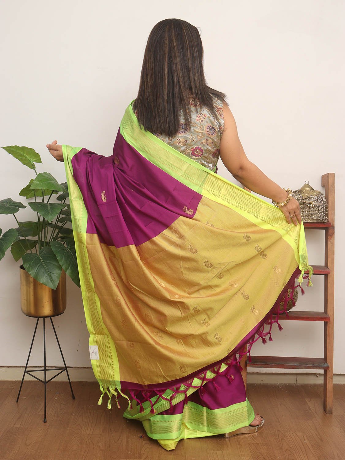 Purple Paithani Cotton Silk Saree - divyaindia 