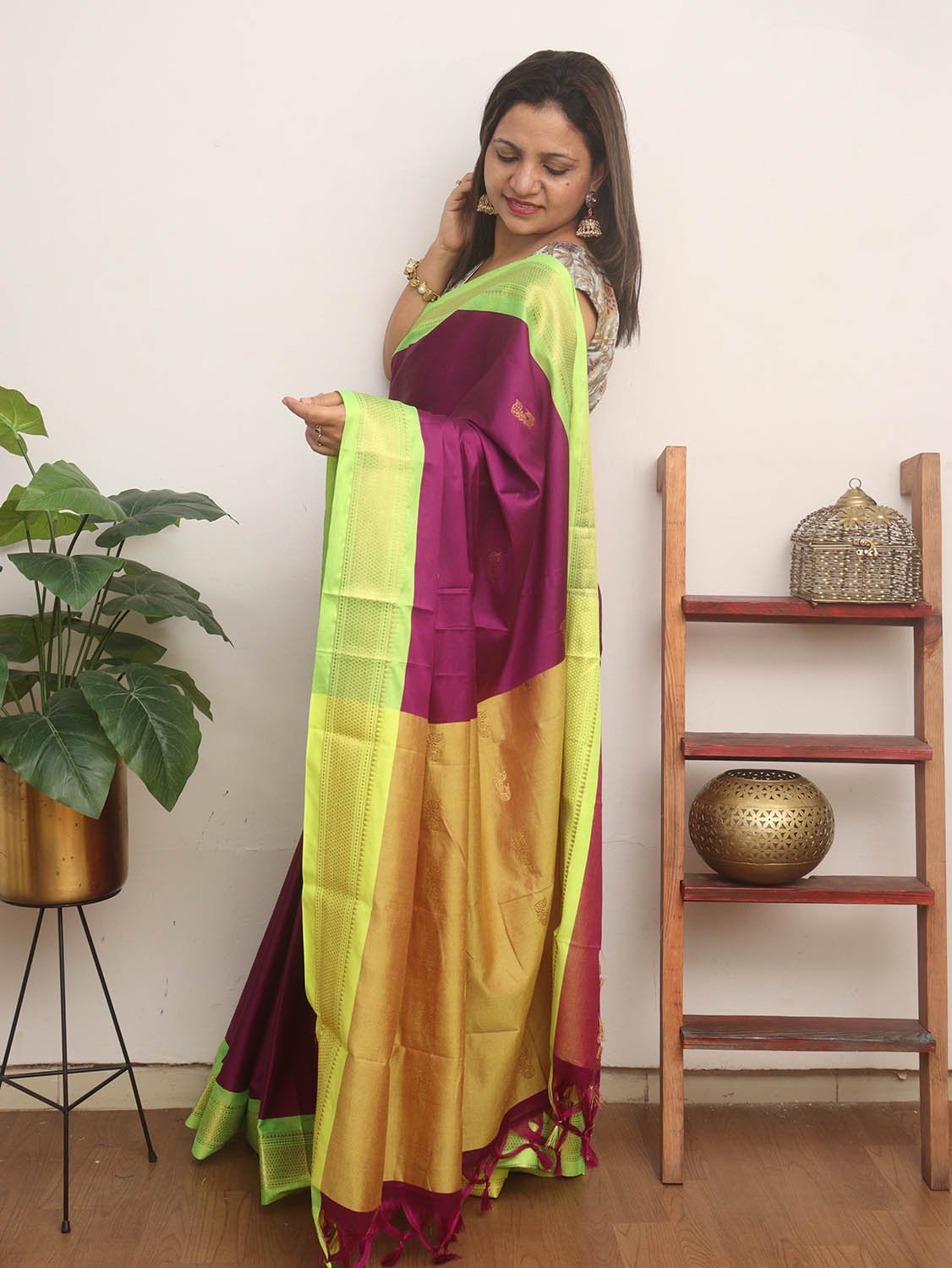 Purple Paithani Cotton Silk Saree - divyaindia 